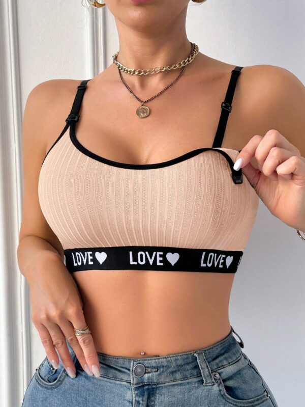 SHEIN Maternity Letter & Heart Knit Nursing Bra