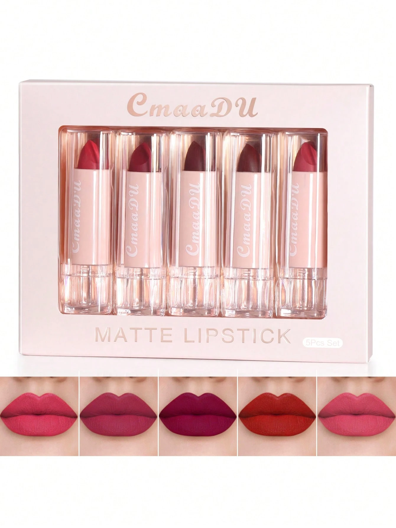 SHEIN Matte Lipstick Kit, 5Pcs Moisturizing Lipstick Kit Lipstick Makeup Set