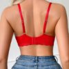 SHEIN Romantic Lace Patchwork Comfortable Solid Color Pleated Wire-Free Spaghetti Strap Bra