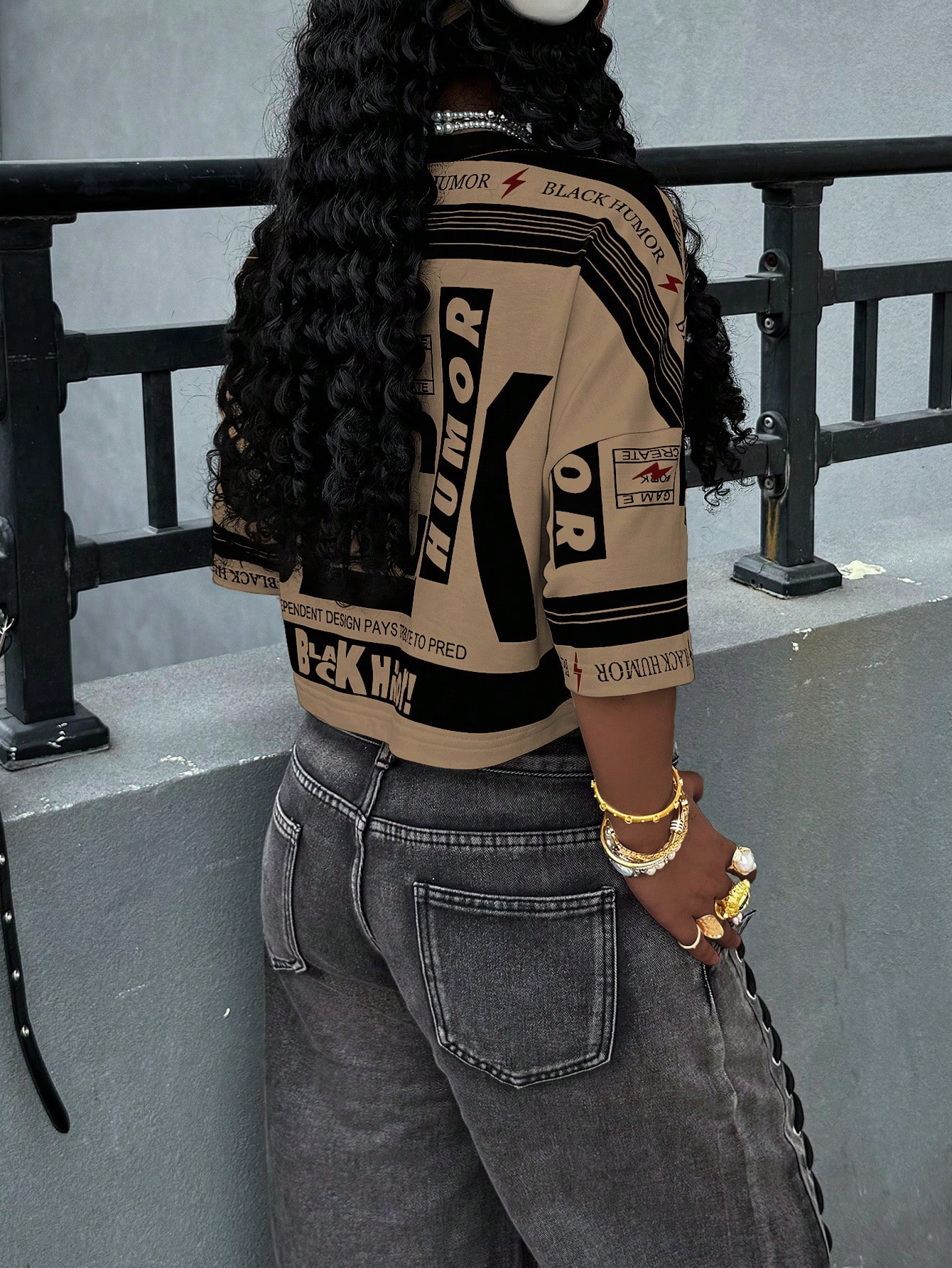 SHEIN Rovax Women's Digital All-Over-Print Positioning Print T-Shirt