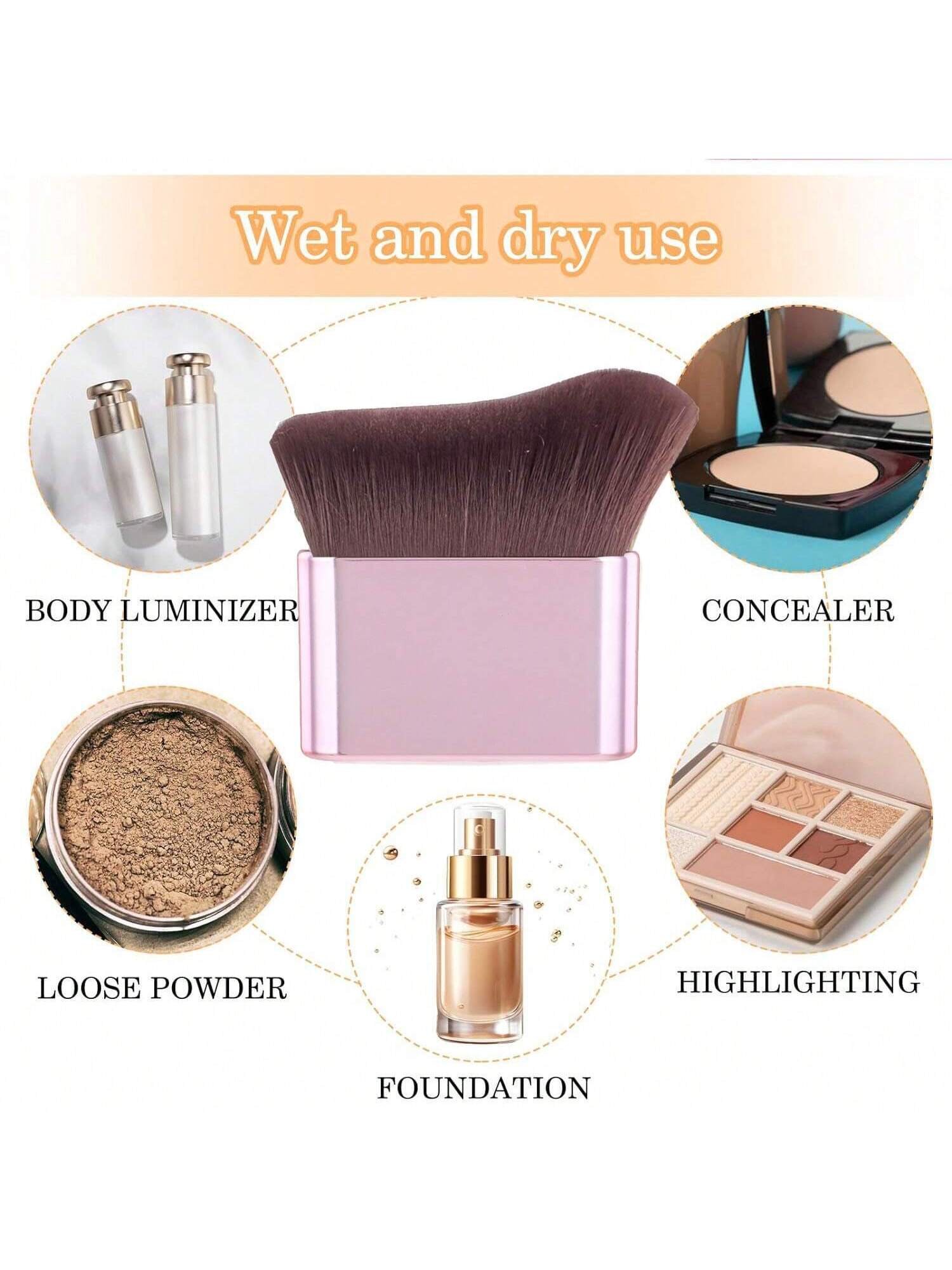 SHEIN Self Beauty Pink Rose Gold Brown Body Brush