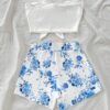 SHEIN Soleia 2pcs Set Blue Retro Floral Pattern Vintage Style Casual Vacation Sexy