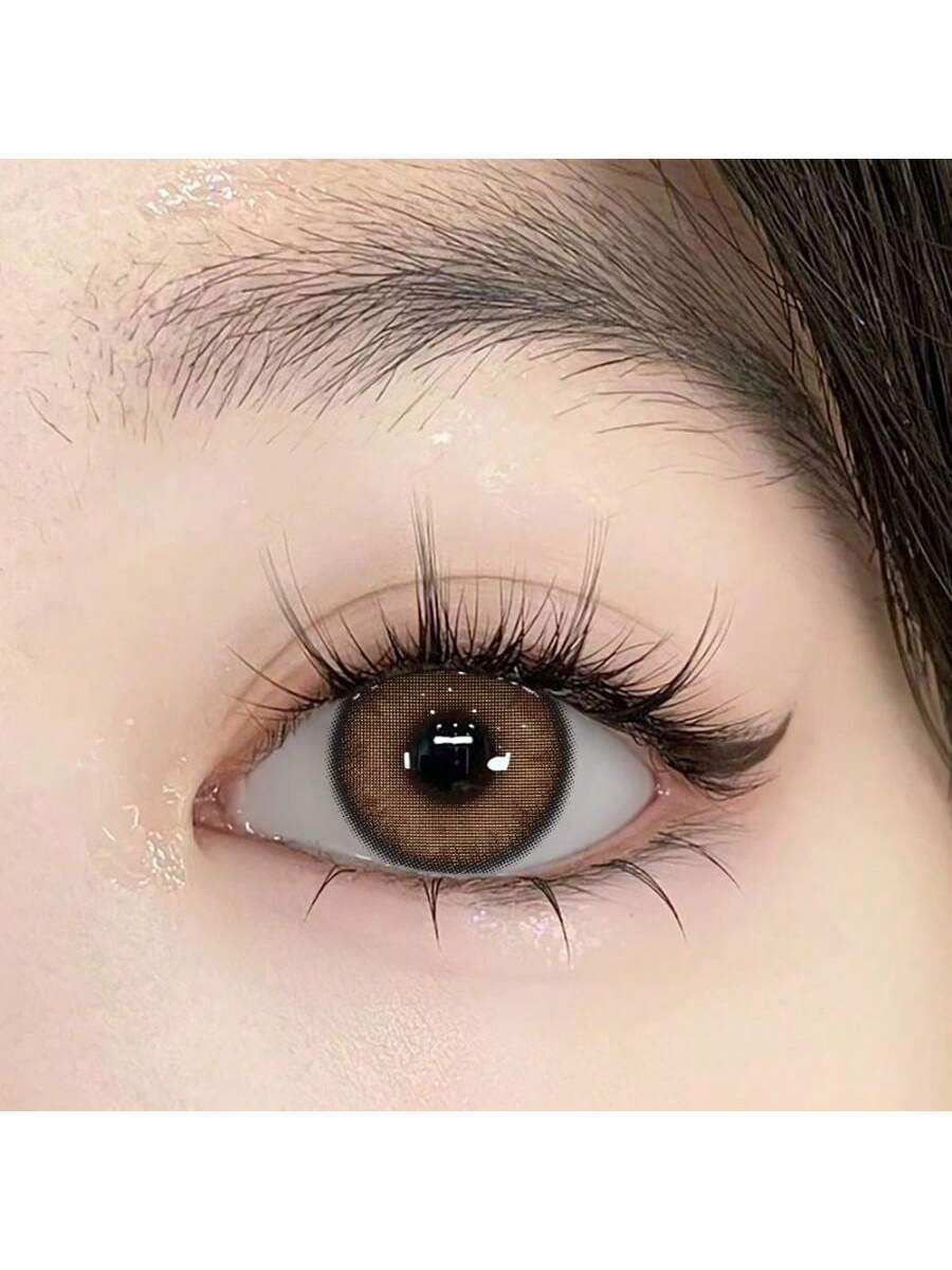 SHEIN UYAAI UYAAI 1Pair-Enlargement Natural Yearly Disposable Colored Contact Lenses