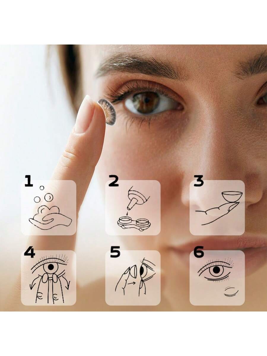 SHEIN UYAAI UYAAI 1Pair-Enlargement Natural Yearly Disposable Colored Contact Lenses