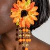 SHEIN imoli 1 Pair Bohemian Vintage Polyester Flower & Sunflower Pendant Beaded Earrings