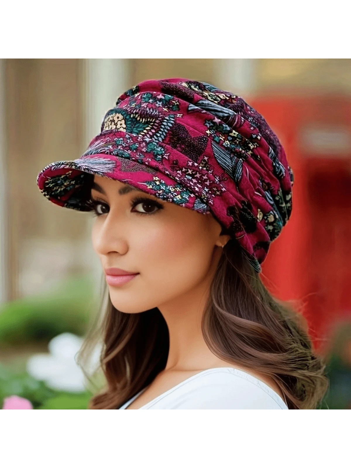 SHEIN Vintage Floral Print Newsboy Hat