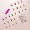 SHEIN French Rainbow Gradient Multicolor Minimalist Oval Full Cover Fake Nails