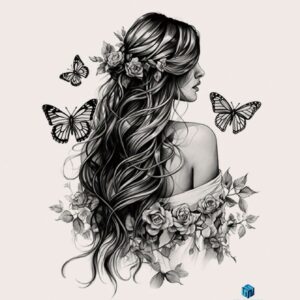 SHEIN STARTTOOS Beautiful & Personalized Flower & Butterfly Patterned Body Temporary Tattoo