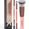 SHEIN MAANGE 3pcs Professional Facial Brush Set With Carrying Case,Foundation Brush