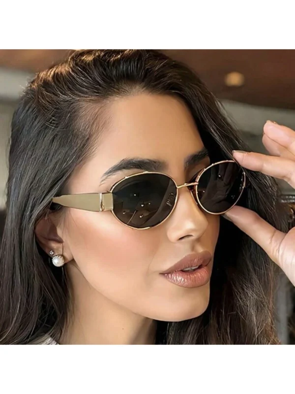 SHEIN Oval Frame Metal INS Fashion Street Style Vintage Fashion Glasses