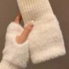 SHEIN New Mink Fleece Half Finger Gloves