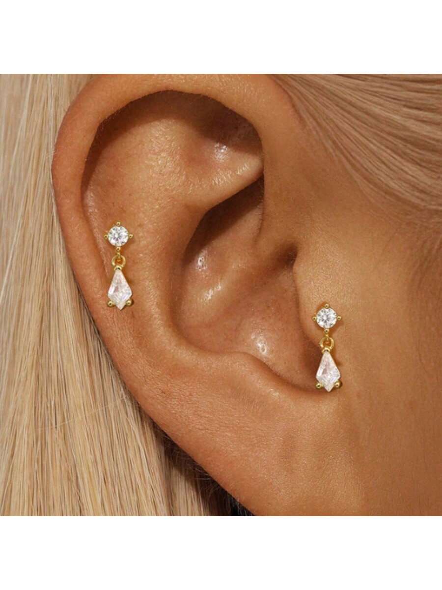 SHEIN 1 Pair Vintage-Style, Versatile, Simple & Elegant Stud Earrings