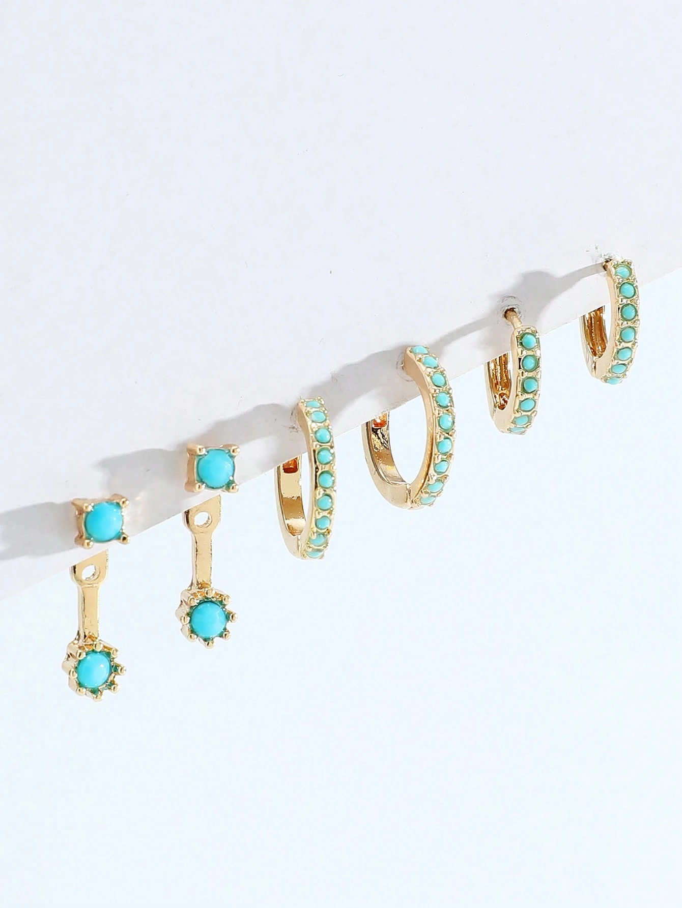 SHEIN 3pairs/Set Fashion Copper Rhinestone Decor Earring