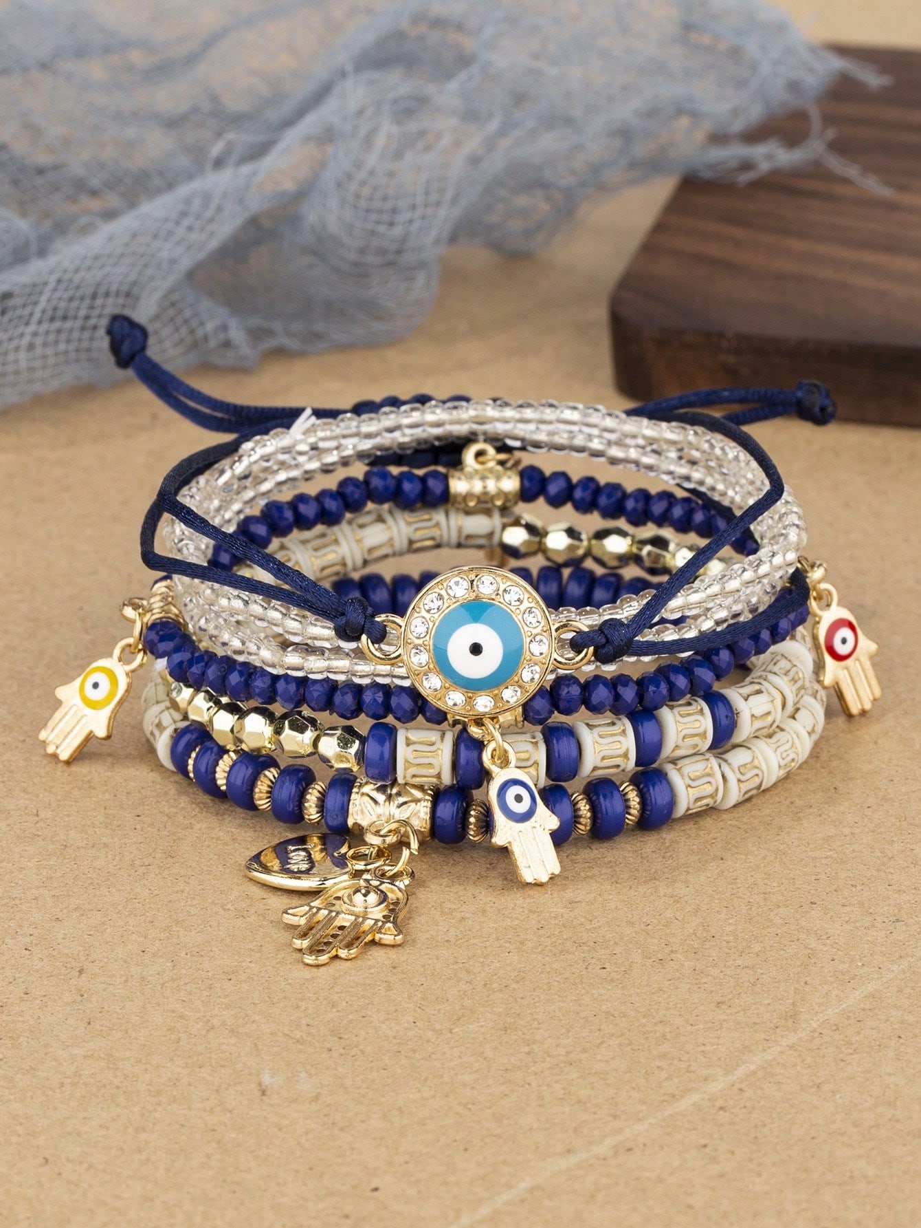 SHEIN Boho Style Multicolor Asymmetrical Beaded Bracelets