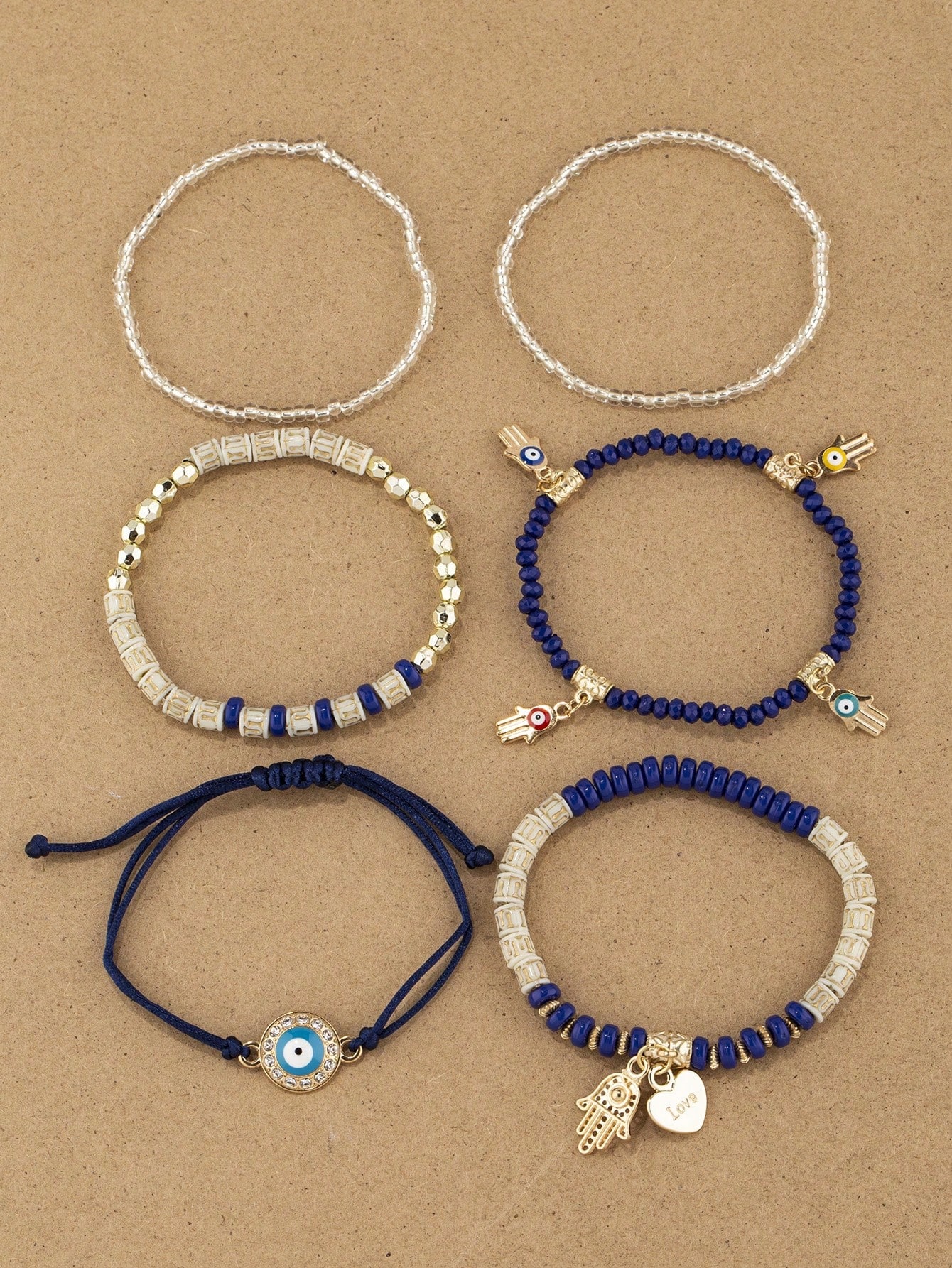 SHEIN Boho Style Multicolor Asymmetrical Beaded Bracelets