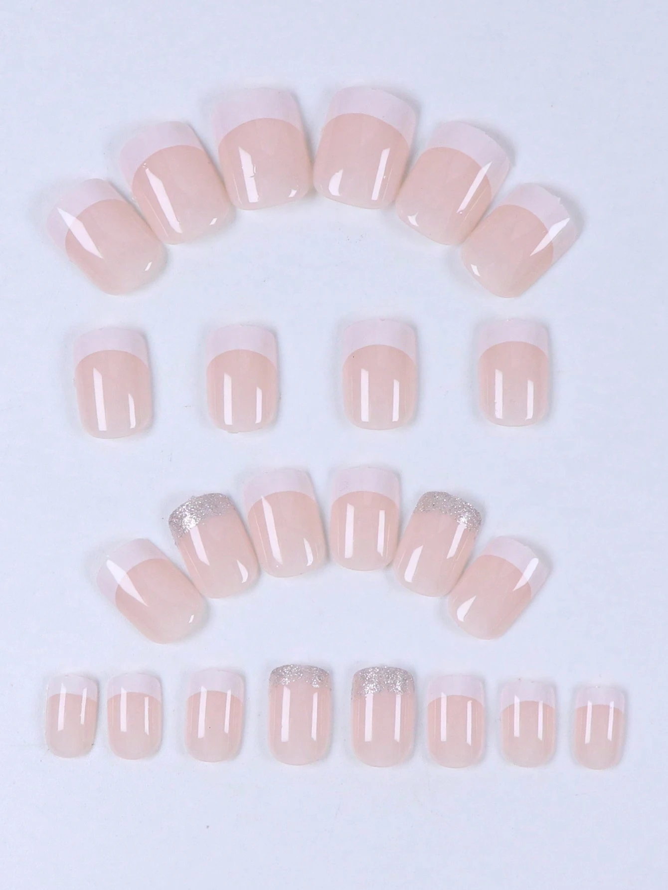 SHEIN ARTAUG 24Pcs Short Shiny Coffin Shape Nails