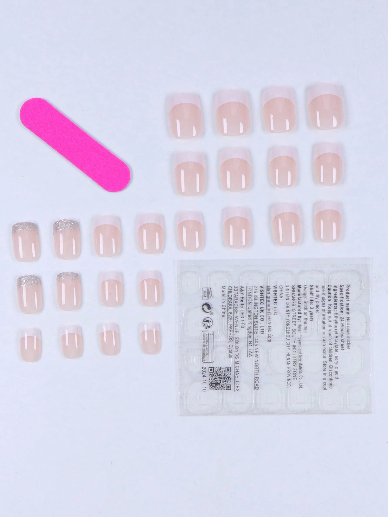 SHEIN ARTAUG 24Pcs Short Shiny Coffin Shape Nails