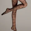 SHEIN A Pair Of Ladies' Retro Large Polka Dot, Ultra-Thin Sexy Pantyhose