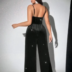 SHEIN Celure Plus Size Solid Color Strap Jumpsuit