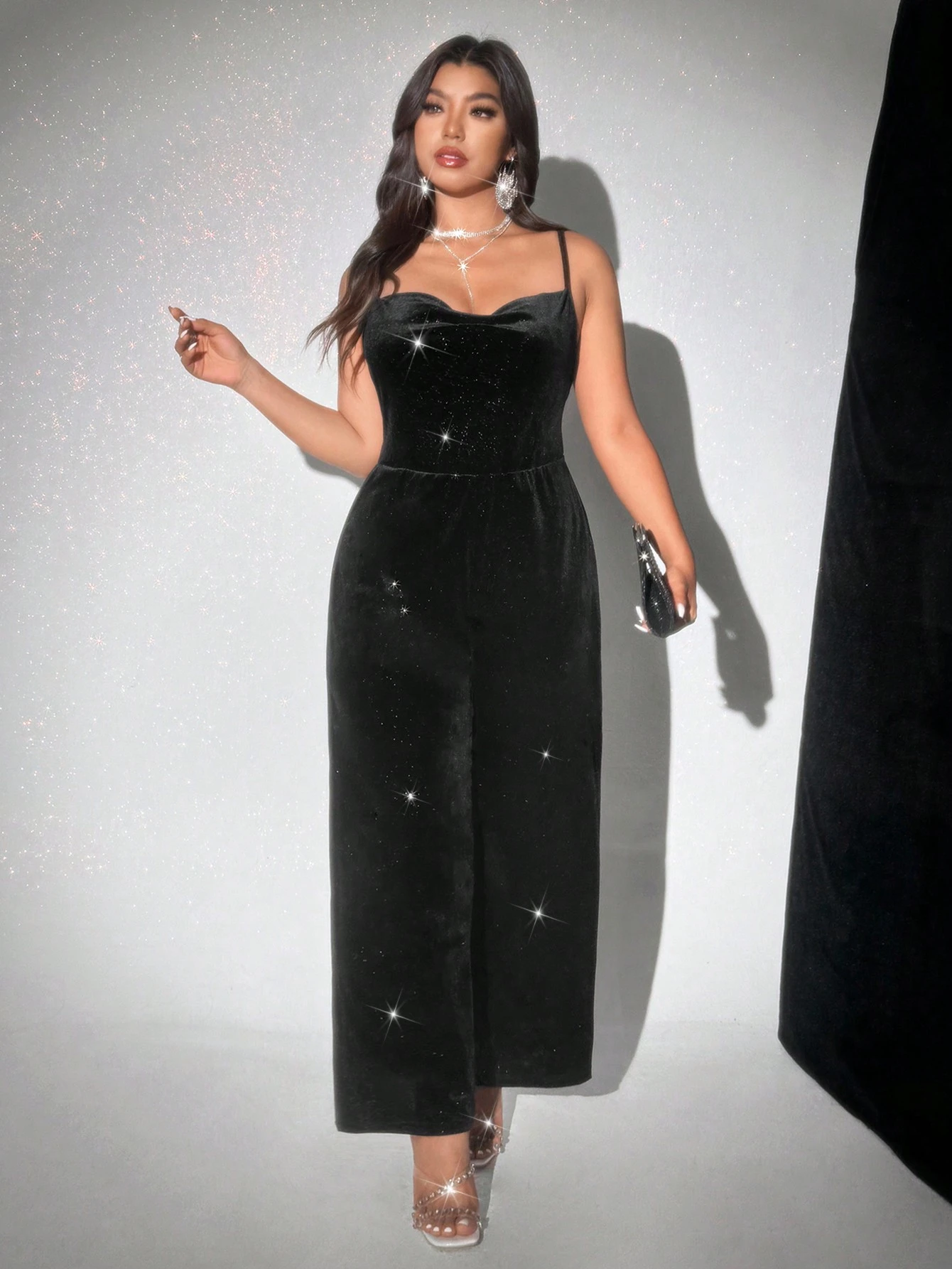 SHEIN Celure Plus Size Solid Color Strap Jumpsuit