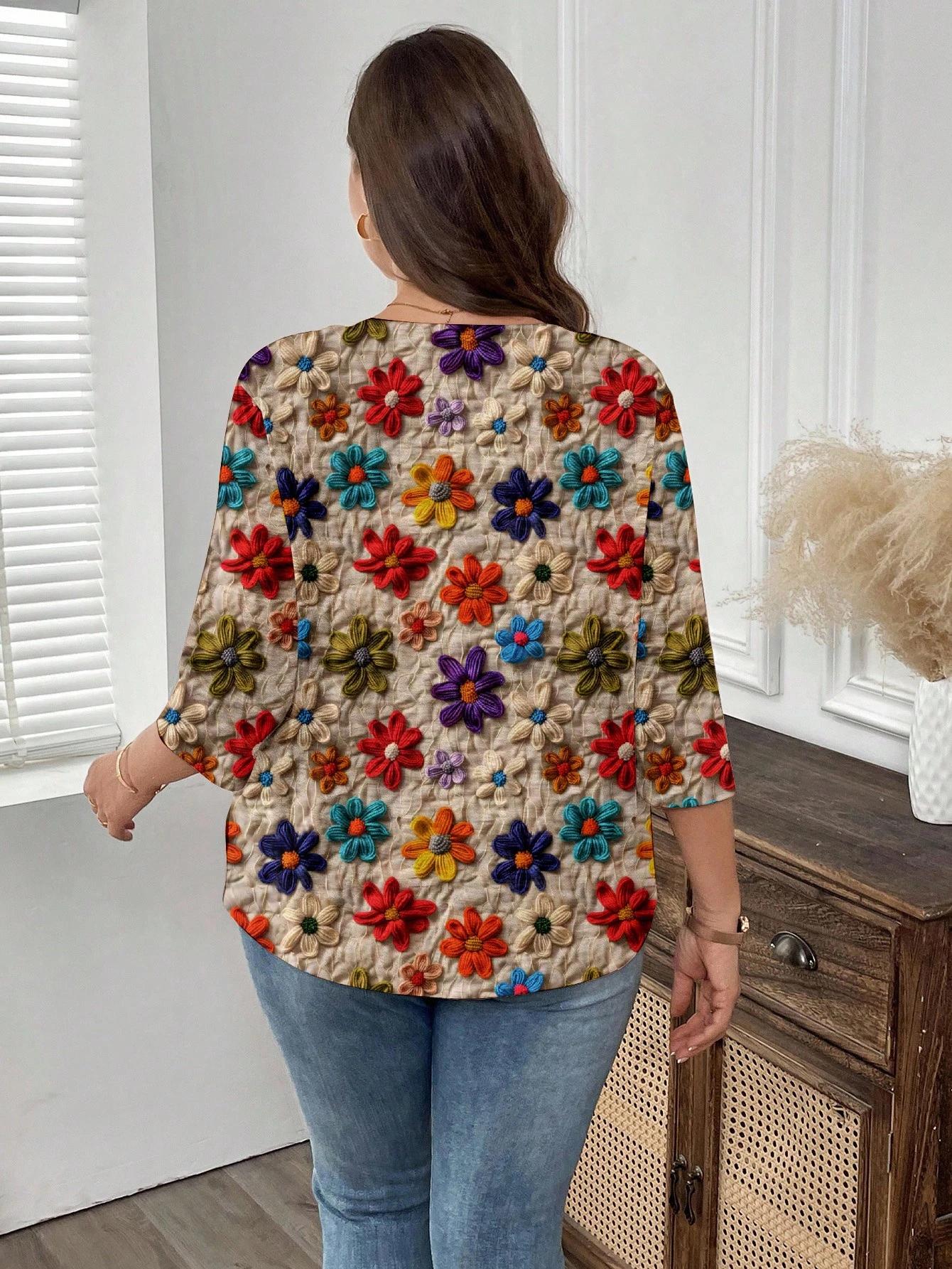 SHEIN EMERY ROSE Teacher's Day Vacation Casual Retro Ditsy Floral Lightweight Jacket