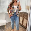 SHEIN EMERY ROSE Teacher's Day Vacation Casual Retro Ditsy Floral Lightweight Jacket