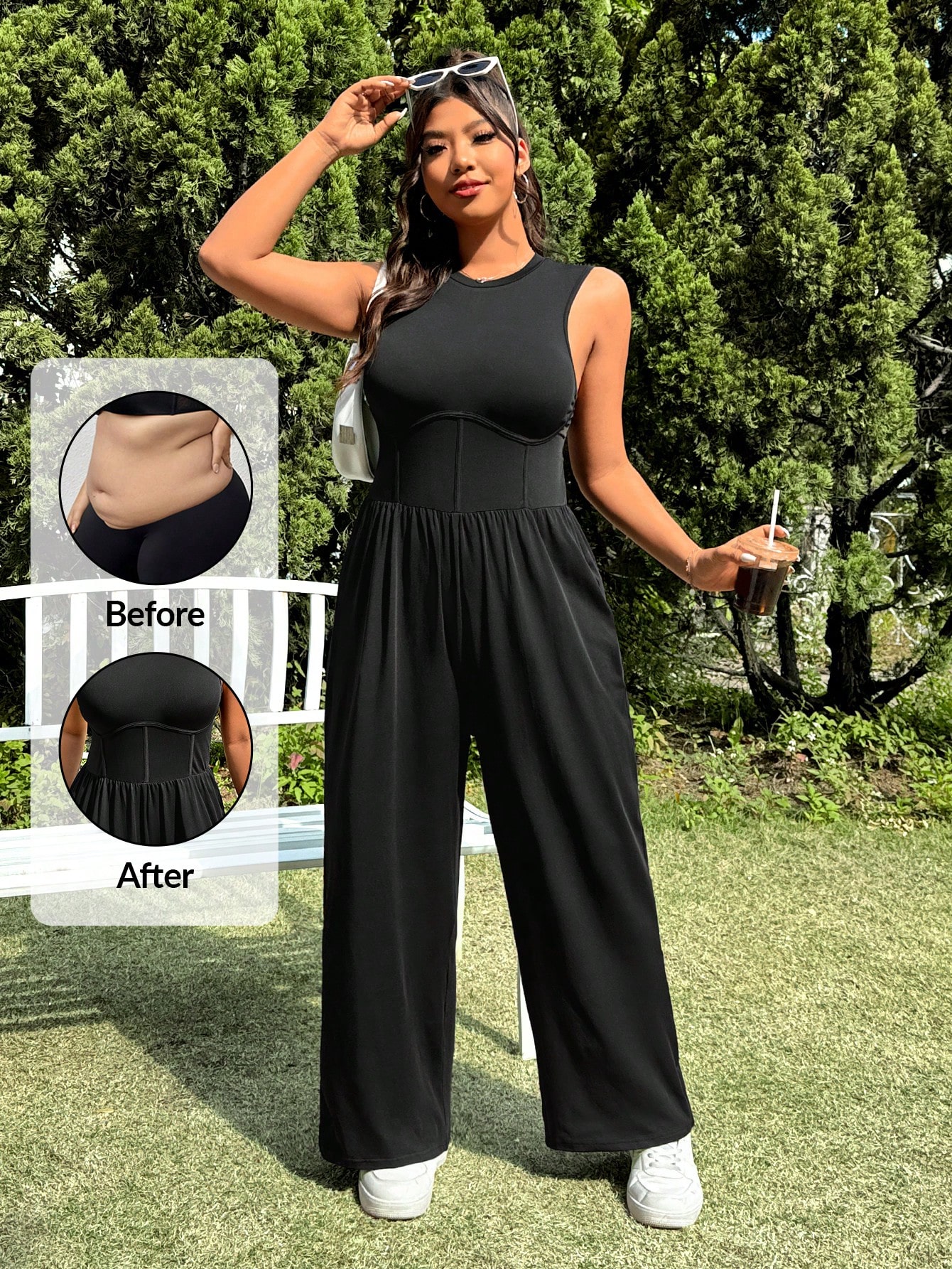 SHEIN EZwear Plus Size Black Casual Jumpsuit