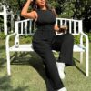 SHEIN EZwear Plus Size Black Casual Jumpsuit