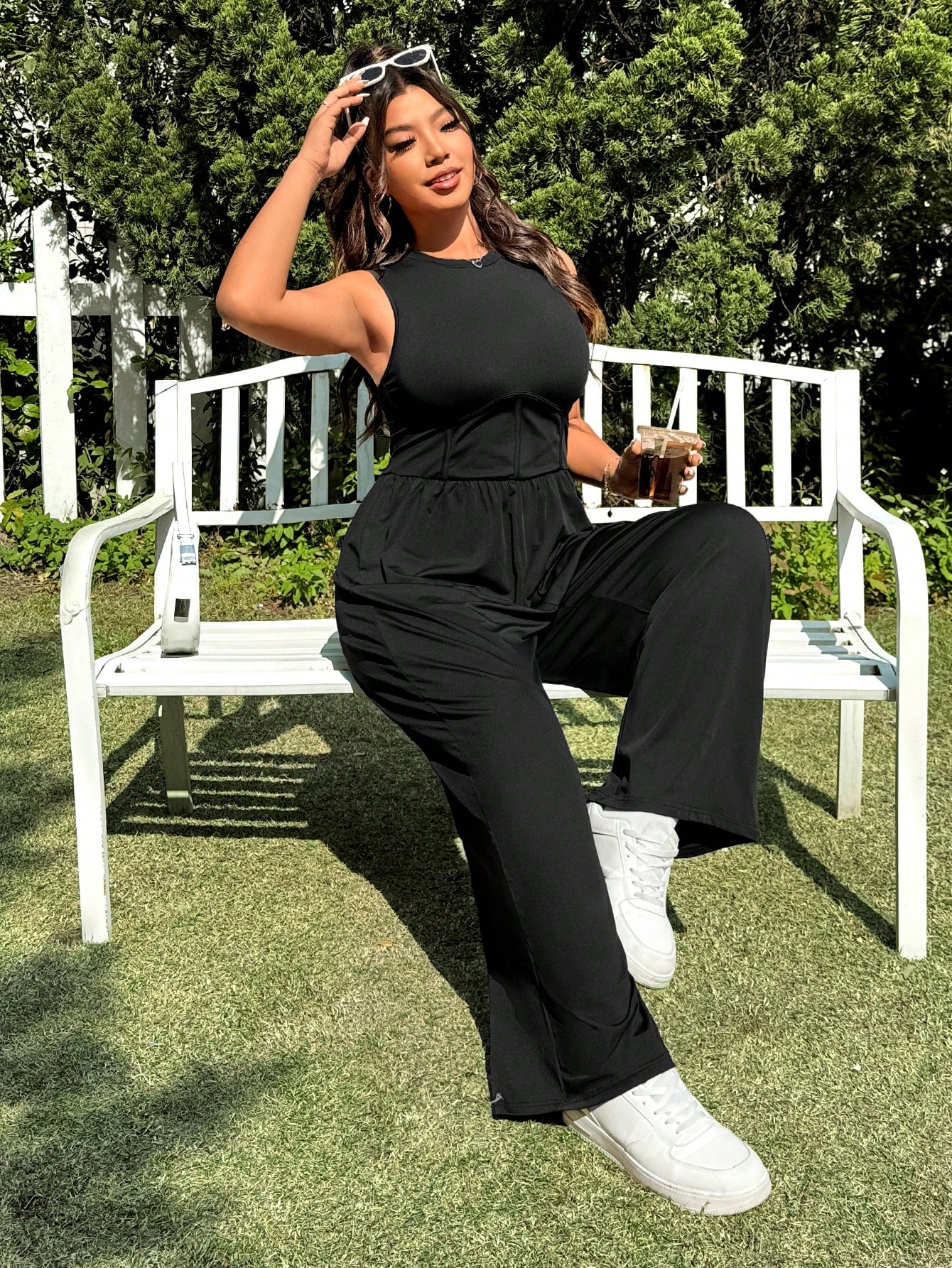 SHEIN EZwear Plus Size Black Casual Jumpsuit