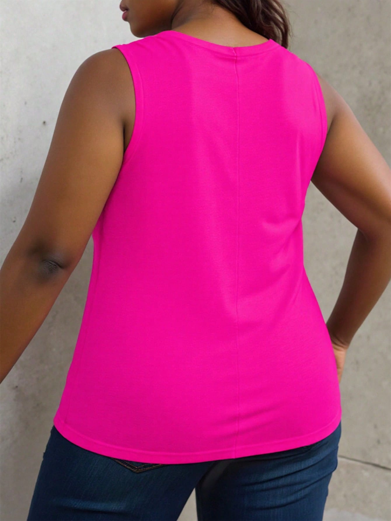 SHEIN LUNE Plus Size Summer Casual Headphones Logo Printed Tank Top