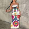SHEIN SXY Bohemian Casual Floral Retro Print Bodycon Dress