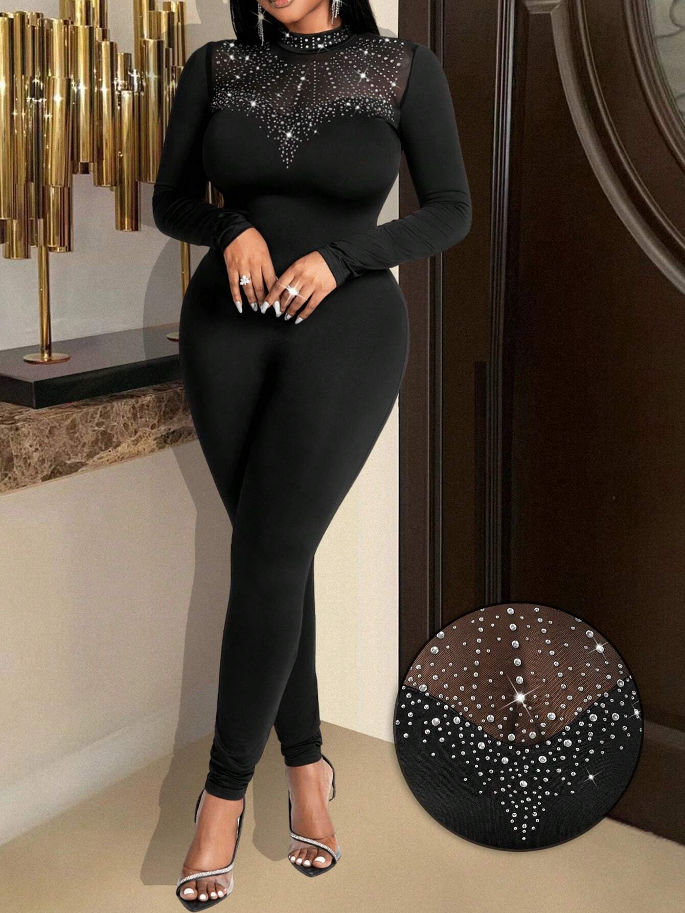 SHEIN Slaydiva New Sexy And Gorgeous Small Stand-Up Jumpsuit