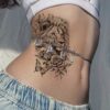 SHEIN Black Lion Flower Butterfly Animal Pattern Large Temporary Body Tattoo