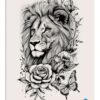SHEIN Black Lion Flower Butterfly Animal Pattern Large Temporary Body Tattoo
