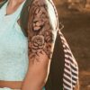 SHEIN Black Lion Flower Butterfly Animal Pattern Large Temporary Body Tattoo