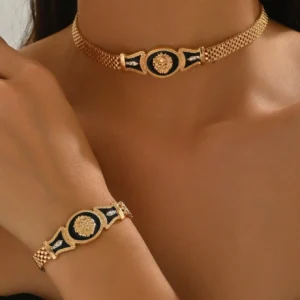 SHEIN Vintage Metal Style Bracelet + Necklace Set