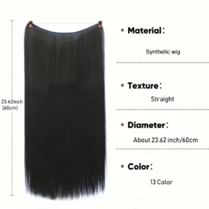 SHEIN 24Inch Long Invisible Fish Line Hair Extensions Hair Natural Black Y2