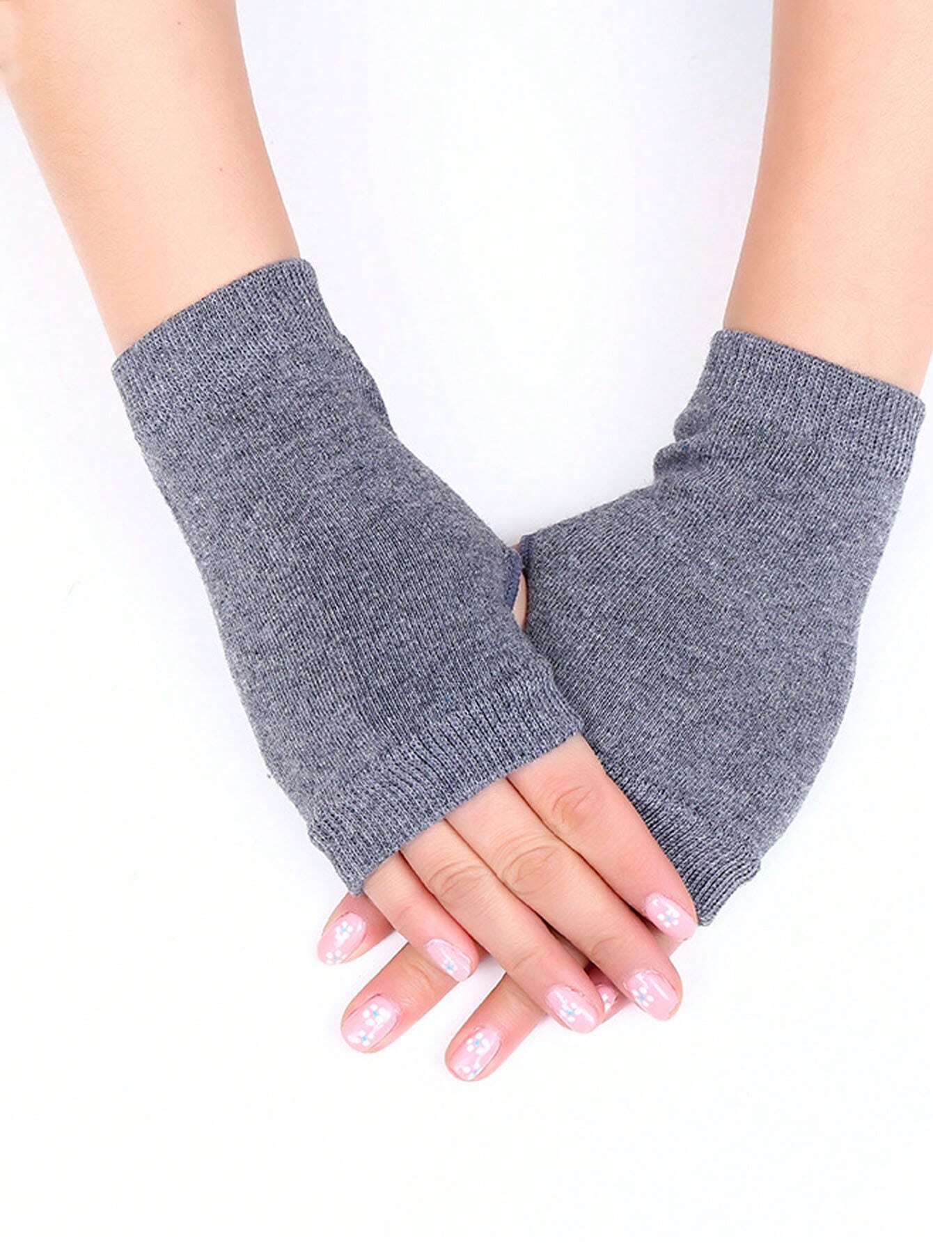SHEIN Winter Autumn Women Men Warm Fingerless Knitted Gloves