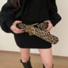 SHEIN Vintage Leopard Pattern PU Leather Wide Waist Belt