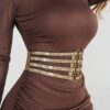 SHEIN 1pc Hollow Out Shiny Sequin Waist Belt 4-Rows Elastic