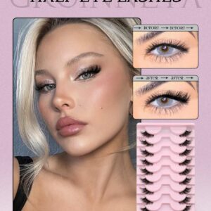 SHEIN GROINNEYA 10 Pairs Half Lashes Clear Band Eyelashes Cat Eye False Eyelashes