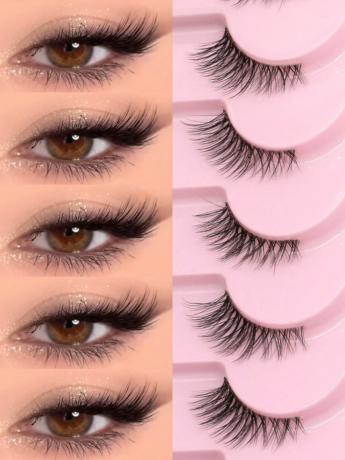 SHEIN GROINNEYA 9 Pairs Half Lashes Clear Band Eyelashes Cat Eye