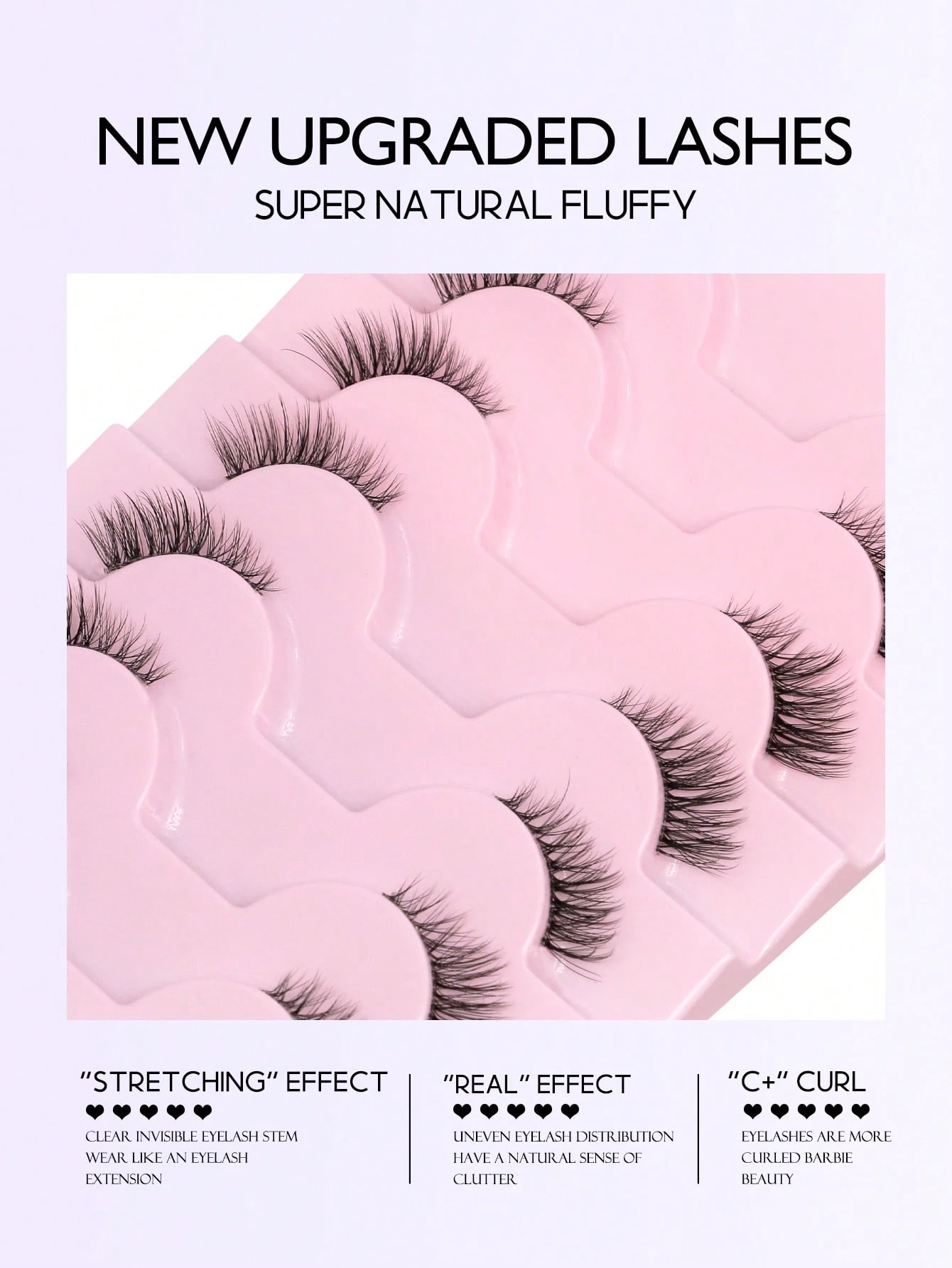 SHEIN GROINNEYA 9 Pairs Half Lashes Clear Band Eyelashes Cat Eye