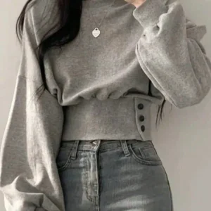 SHEIN INAWLY Women's Solid Color Drop Shoulder Long Sleeve