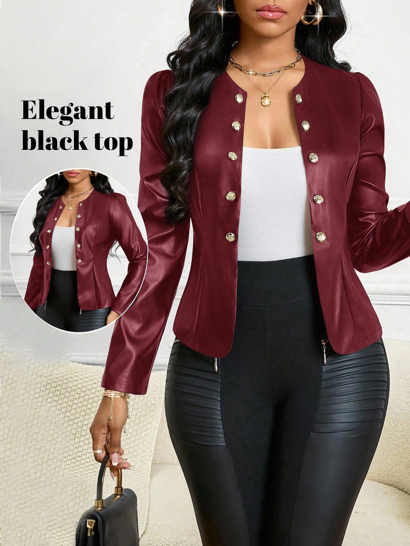SHEIN Lady PU Leather Moto Jacket