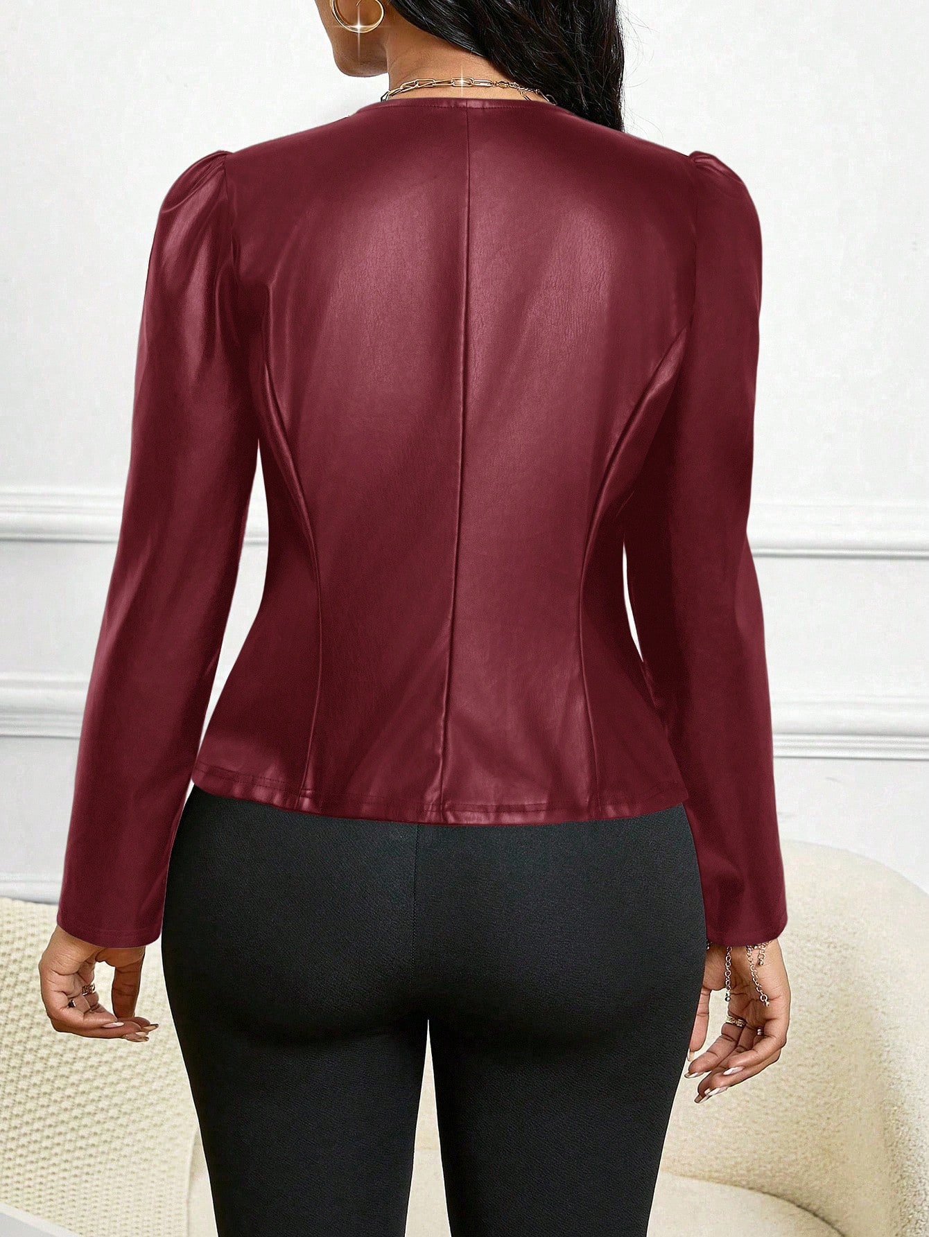 SHEIN Lady PU Leather Moto Jacket