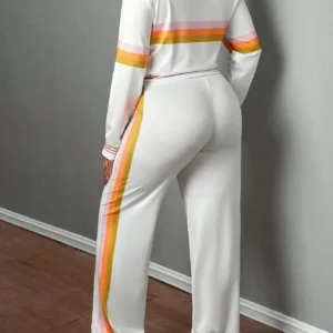 SHEIN Slaydiva Women Autumn/Winter Striped Long Sleeve Zip Collar Baseball