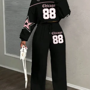 SHEIN Slaydiva Women's Casual Street Style Loose Fit 2 Pieces Sportswear Set