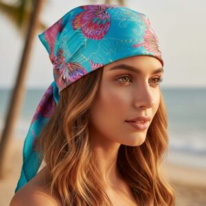 SHEIN Allover Butterfly Print Satin Bandana & Hair Scarf
