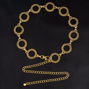 Vintage Metal Chain Belt with Rivet & Hollow-Out Belt
